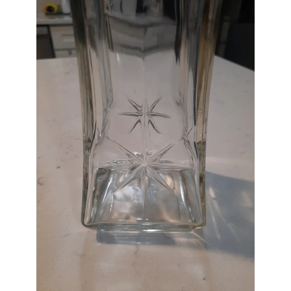 Vintage Starburst Clear Pressed Glass Liquor Decanter